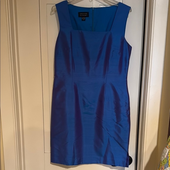 Stunning Spenser Jeremy Blue/Purple Sleeveless 100% Silk Dress - Picture 4 of 11